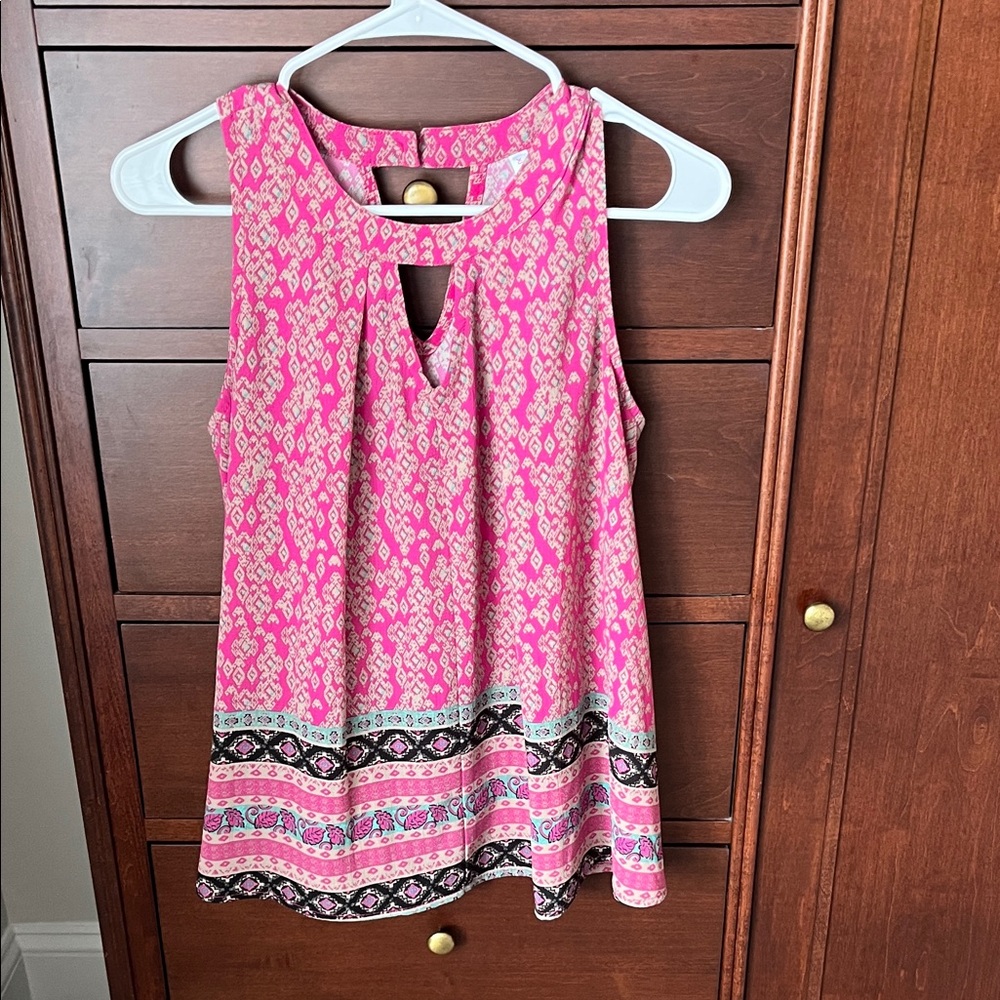 Xhilaration Magenta Boho Print Sleeveless Top